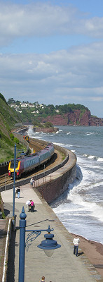 Springtime shot of the coast from Teignmouth towards Dawlish, Devon, April 2008